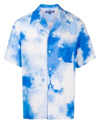 Chemise à manches courtes imprimée tie-dye blanc et bleu BornxRaised