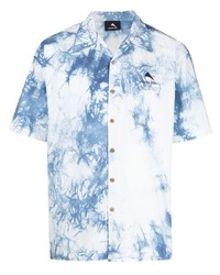 Chemise à manches courtes imprimée tie-dye blanc et bleu Mauna Kea
