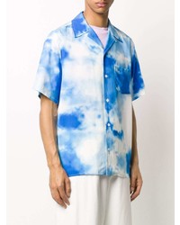 Chemise à manches courtes imprimée tie-dye blanc et bleu BornxRaised