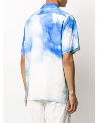 Chemise à manches courtes imprimée tie-dye blanc et bleu BornxRaised