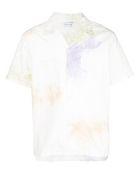 Chemise à manches courtes imprimée tie-dye blanche