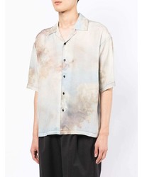 Chemise à manches courtes imprimée tie-dye blanche Izzue