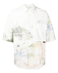 Chemise à manches courtes imprimée tie-dye blanche Izzue