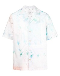 Chemise à manches courtes imprimée tie-dye blanche Paul Smith