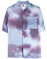 Chemise à manches courtes imprimée tie-dye bleu clair Oamc