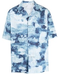 Chemise à manches courtes imprimée tie-dye bleu clair Off-White