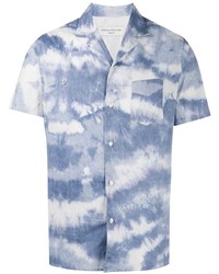 Chemise à manches courtes imprimée tie-dye bleu clair Officine Generale