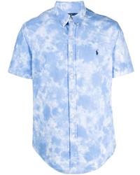 Chemise à manches courtes imprimée tie-dye bleu clair Polo Ralph Lauren