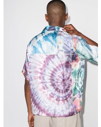 Chemise à manches courtes imprimée tie-dye bleu clair Amiri