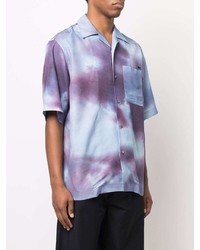 Chemise à manches courtes imprimée tie-dye bleu clair Oamc