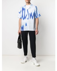 Chemise à manches courtes imprimée tie-dye bleu clair Paul Smith