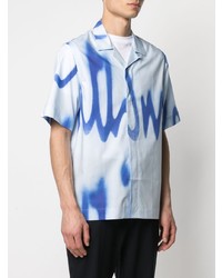 Chemise à manches courtes imprimée tie-dye bleu clair Paul Smith