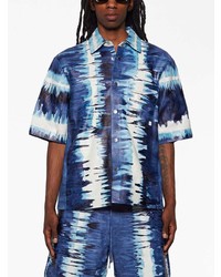 Chemise à manches courtes imprimée tie-dye bleu marine Amiri