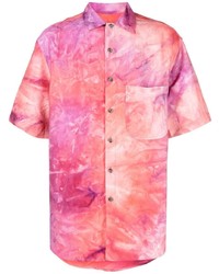 Chemise à manches courtes imprimée tie-dye fuchsia Song For The Mute