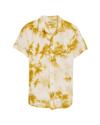 Chemise à manches courtes imprimée tie-dye jaune