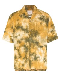Chemise à manches courtes imprimée tie-dye jaune Nicholas Daley
