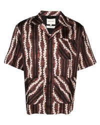 Chemise à manches courtes imprimée tie-dye marron foncé Nicholas Daley