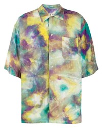 Chemise à manches courtes imprimée tie-dye multicolore Marni