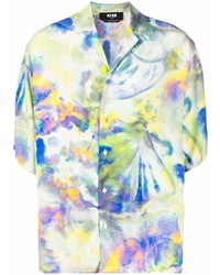 Chemise à manches courtes imprimée tie-dye multicolore MSGM