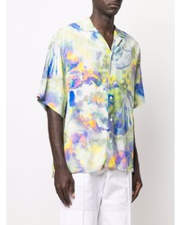 Chemise à manches courtes imprimée tie-dye multicolore MSGM