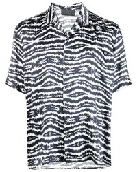 Chemise à manches courtes imprimée tie-dye noire et blanche Philipp Plein