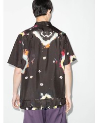 Chemise à manches courtes imprimée tie-dye noire By Walid