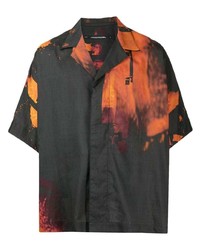 Chemise à manches courtes imprimée tie-dye noire Julius
