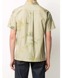 Chemise à manches courtes imprimée tie-dye olive John Elliott