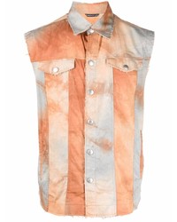 Chemise à manches courtes imprimée tie-dye orange Daniele Alessandrini