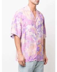 Chemise à manches courtes imprimée tie-dye rose MSGM