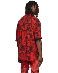 Chemise à manches courtes imprimée tie-dye rouge et noir LU'U DAN