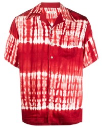 Chemise à manches courtes imprimée tie-dye rouge