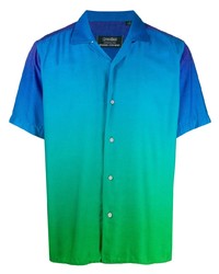 Chemise à manches courtes imprimée tie-dye turquoise