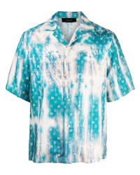 Chemise à manches courtes imprimée tie-dye turquoise Amiri
