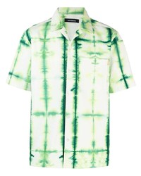 Chemise à manches courtes imprimée tie-dye vert menthe Nahmias