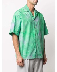 Chemise à manches courtes imprimée tie-dye verte MSGM