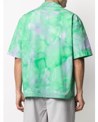 Chemise à manches courtes imprimée tie-dye verte MSGM