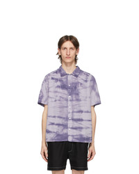 Chemise à manches courtes imprimée tie-dye violet clair