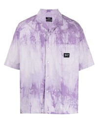 Chemise à manches courtes imprimée tie-dye violet clair FIVE CM