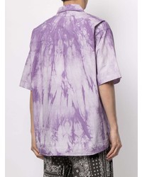 Chemise à manches courtes imprimée tie-dye violet clair FIVE CM