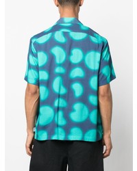 Chemise à manches courtes imprimée turquoise ARTE