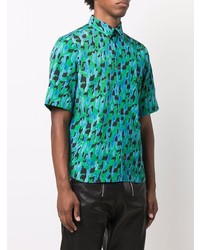 Chemise à manches courtes imprimée turquoise Salvatore Ferragamo
