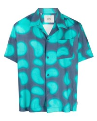Chemise à manches courtes imprimée turquoise ARTE