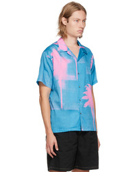 Chemise à manches courtes imprimée turquoise DOUBLE RAINBOUU