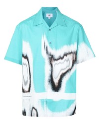Chemise à manches courtes imprimée turquoise Dunhill