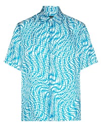 Chemise à manches courtes imprimée turquoise Fendi