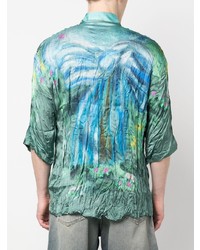 Chemise à manches courtes imprimée turquoise Acne Studios