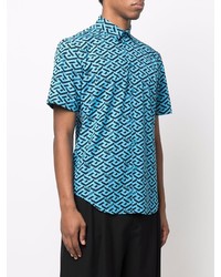 Chemise à manches courtes imprimée turquoise Versace