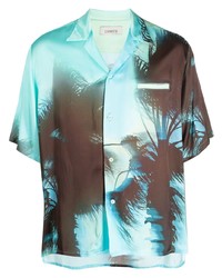 Chemise à manches courtes imprimée turquoise Laneus