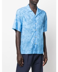 Chemise à manches courtes imprimée turquoise Paul Smith